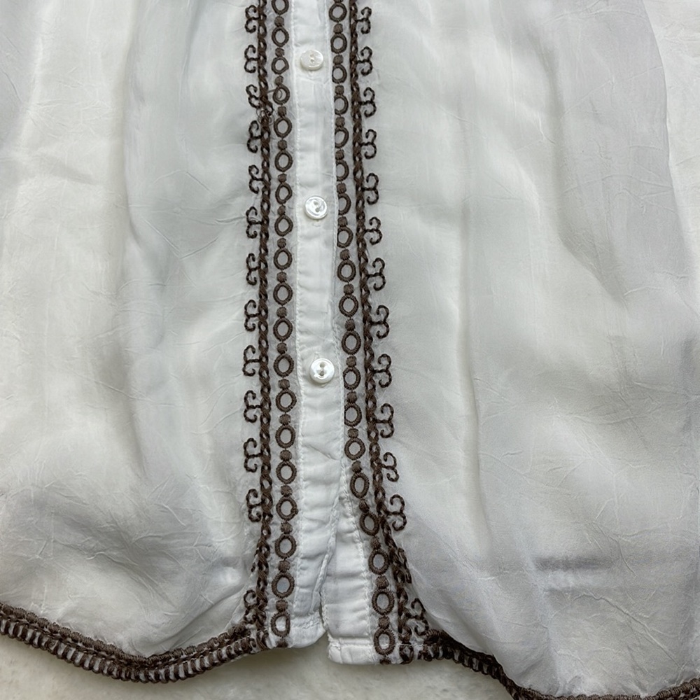 Johnny Was Sheer White Embroidered Button Front Tunic Size Small - Picture 4 of 9